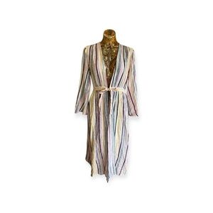 LUSH wrapped dress stripes pink maxi vneck small